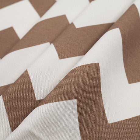 Spanish Mocha/White Geometric Poly-Cotton Woven