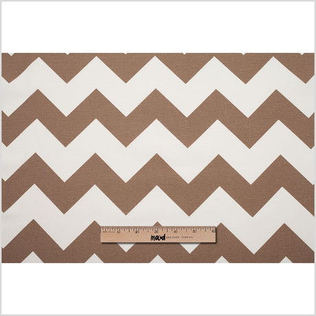 Spanish Mocha/White Geometric Poly-Cotton Woven