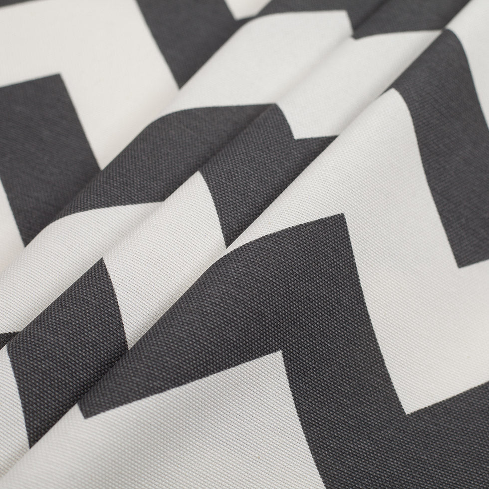 Spanish Gray/White Geometric Poly-Cotton Woven