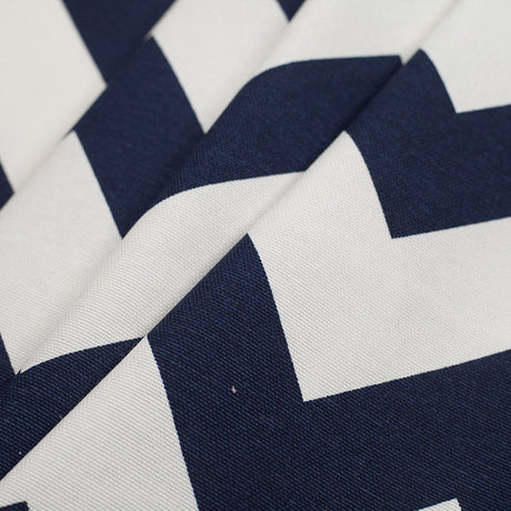 Spanish Navy/White Geometric Poly-Cotton Woven