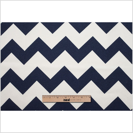 Spanish Navy/White Geometric Poly-Cotton Woven