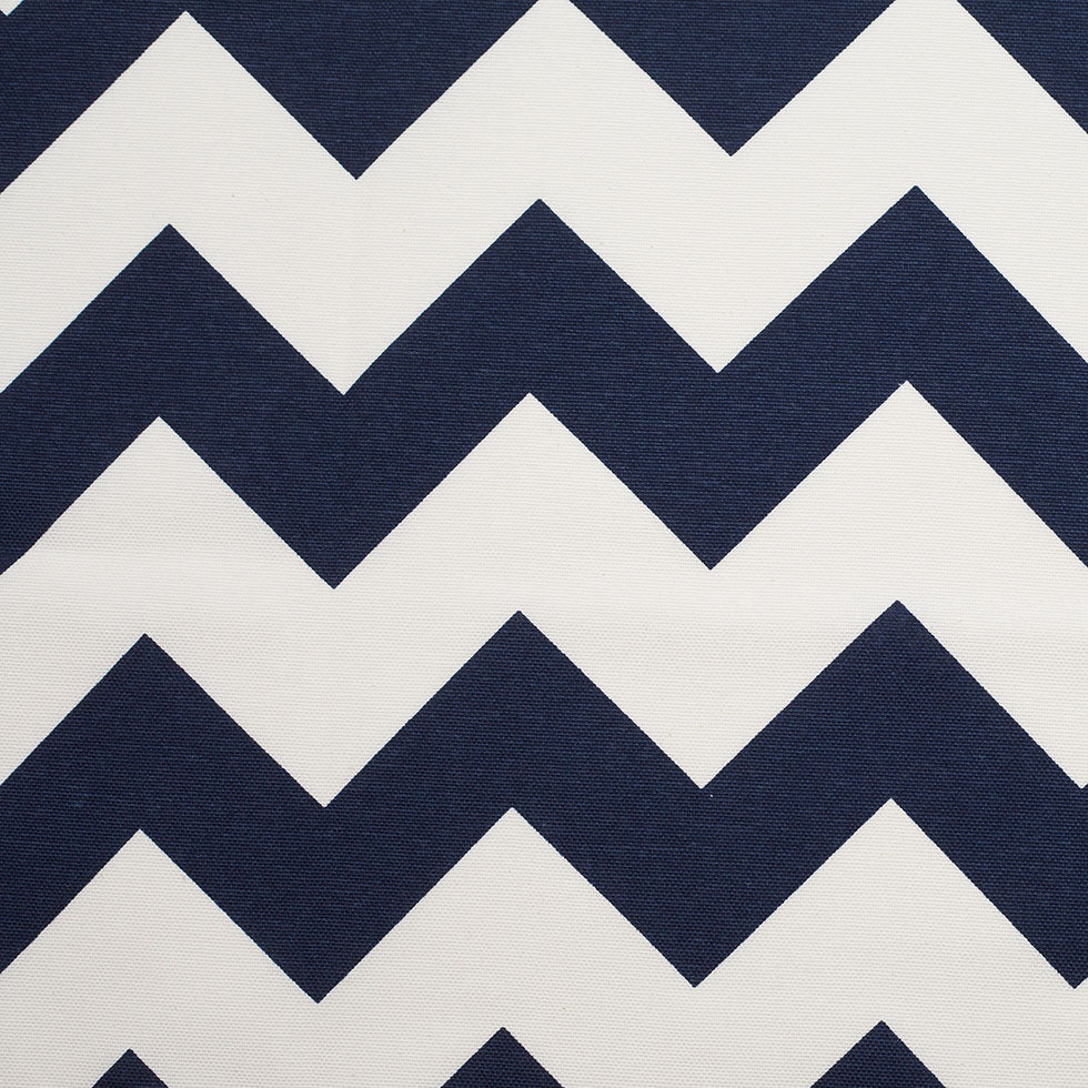 Spanish Navy/White Geometric Poly-Cotton Woven
