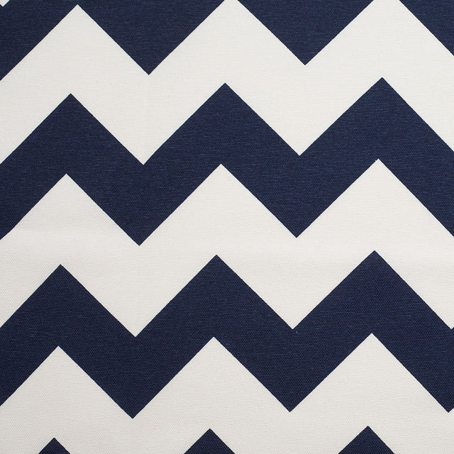 Spanish Navy/White Geometric Poly-Cotton Woven