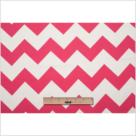 Spanish Pink/White Geometric Poly-Cotton Woven