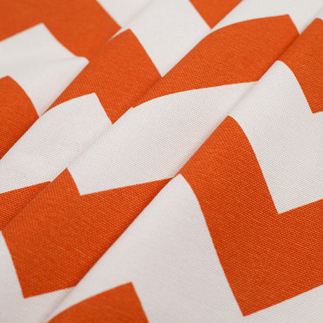 Spanish Orange/White Geometric Poly-Cotton Woven
