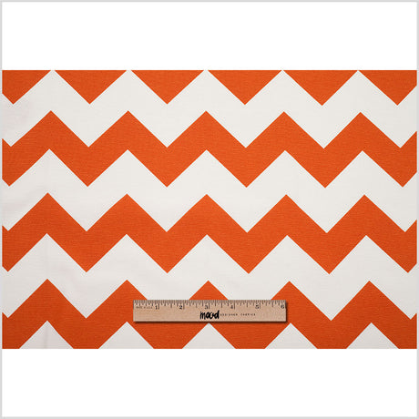 Spanish Orange/White Geometric Poly-Cotton Woven