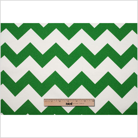 Spanish Green/White Geometric Poly-Cotton Woven