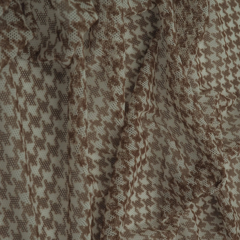 1 Yard Houndstooth Mesh Fabric Lightweight Stretch Print 54 Inch Wide