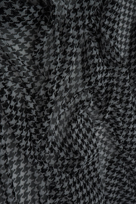 1 Yard Houndstooth Mesh Fabric Lightweight Stretch Print 54 Inch Wide