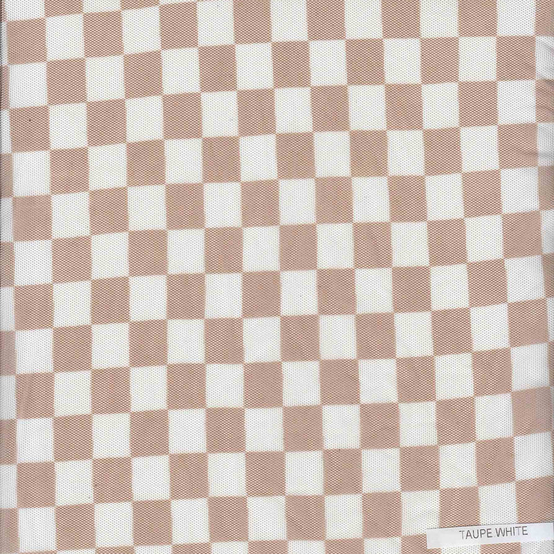 1 Yard Mesh Checkered Geometric Print Fabric, 54'' Wide Polyester Spandex Blend