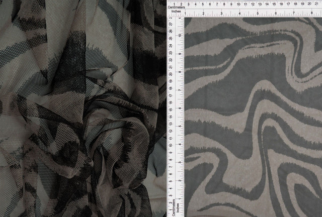 Flocked Mesh Stretch Fabric Geometric