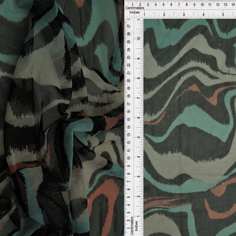 1 Yard Polyester Spandex 80 GSM Mesh Fabric Geometric Print Lightweight Stretch Soft 54" Width