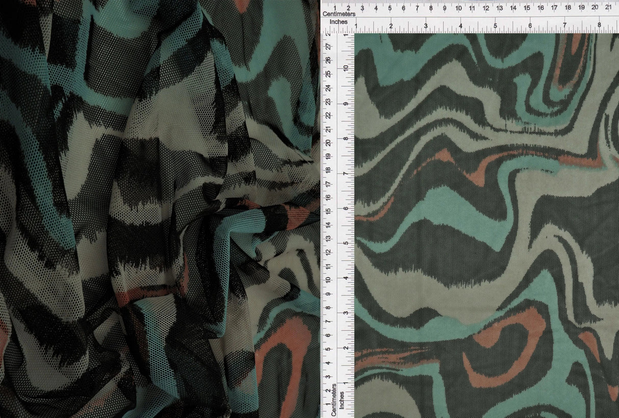 1 Yard Geometric Mesh Fabric 1 Yard Lightweight Stretch Sheer Print 54" Wide