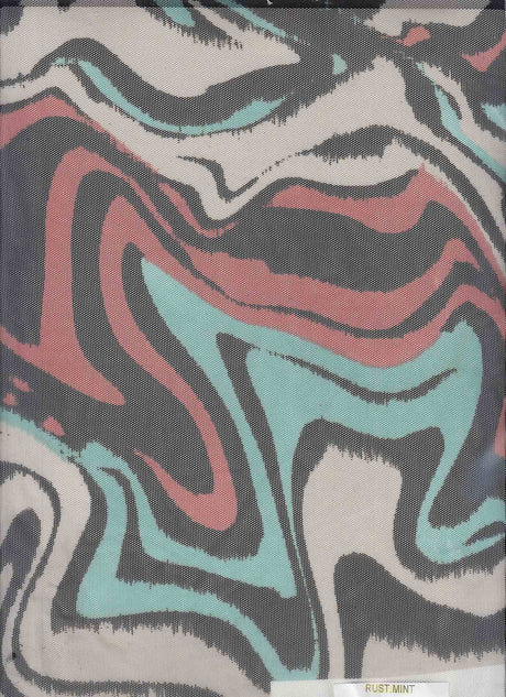 1 Yard Geometric Mesh Fabric Lightweight Stretch Sheer Print 54" Wide