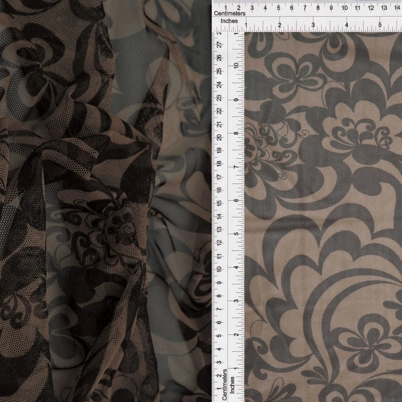 1 Yard Polyester Spandex 80 GSM Mesh Fabric Floral Big Flower Print Lightweight Stretch 54" Width