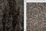 1 Yard Khaki Coffee Floral Mesh Fabric Big Flower Stretch 54 Inches Wide