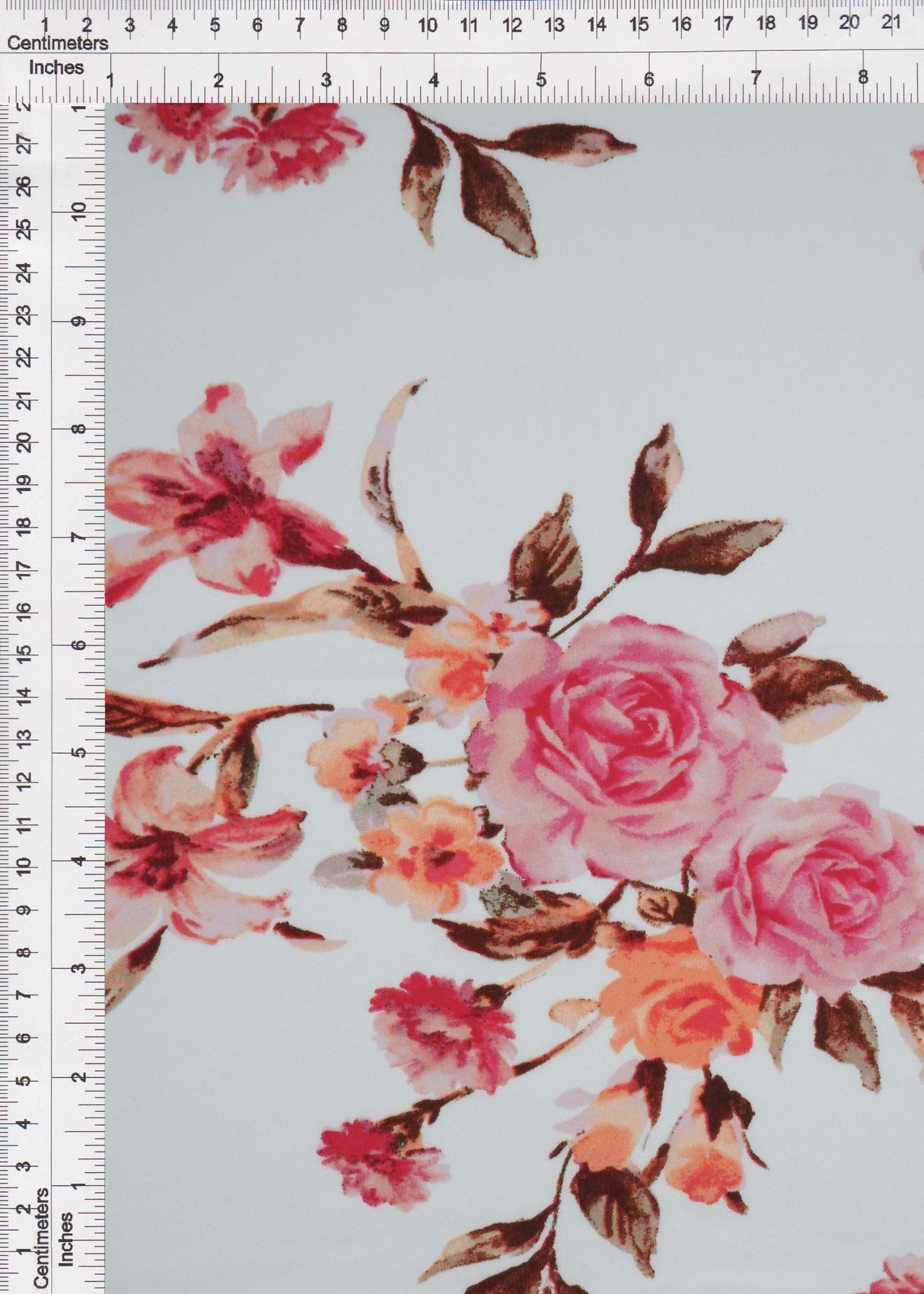 Floral Brushed DTY Stretch Knit Ivory Rose