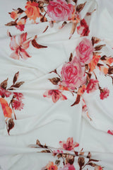 1 Yard Floral Flower DTY Brushed Knit Fabric Soft Stretch 58 Inches Wide