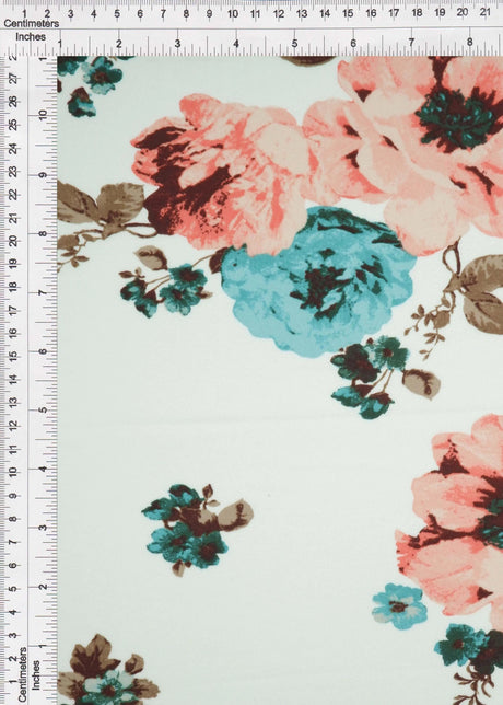 1 Yard Brushed DTY Big Floral Print Fabric Soft Stretch Knit 58/60" Wide