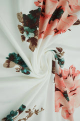 1 Yard Big Flower Floral DTY Brushed Knit Fabric Soft Stretch 58 Inches Wide