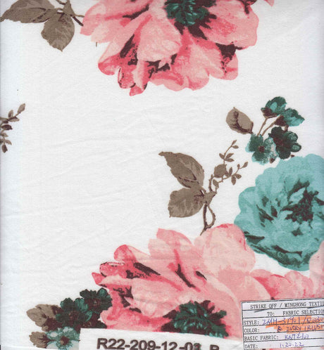 1 Yard Brushed DTY Big Floral Print Fabric Soft Stretch Knit 58/60" Wide