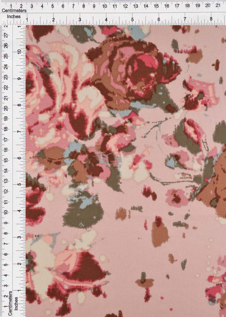 Floral Brushed DTY Stretch Knit Blush Mauve