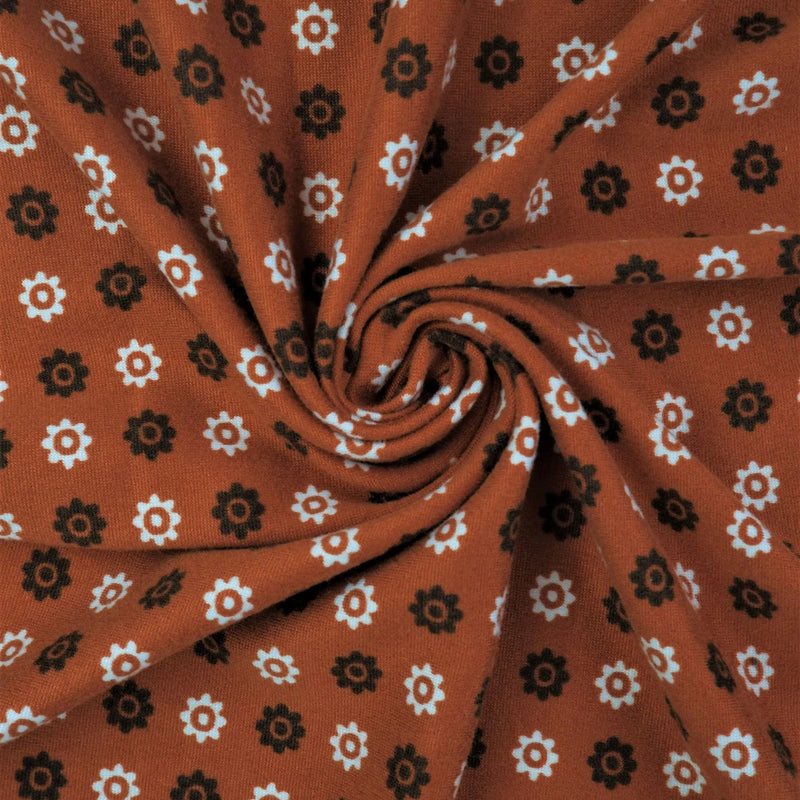DTY Brushed Ditsy Geo Floral Knit, Soft Lightweight Print Stretch Fabric, 58/60" Wide