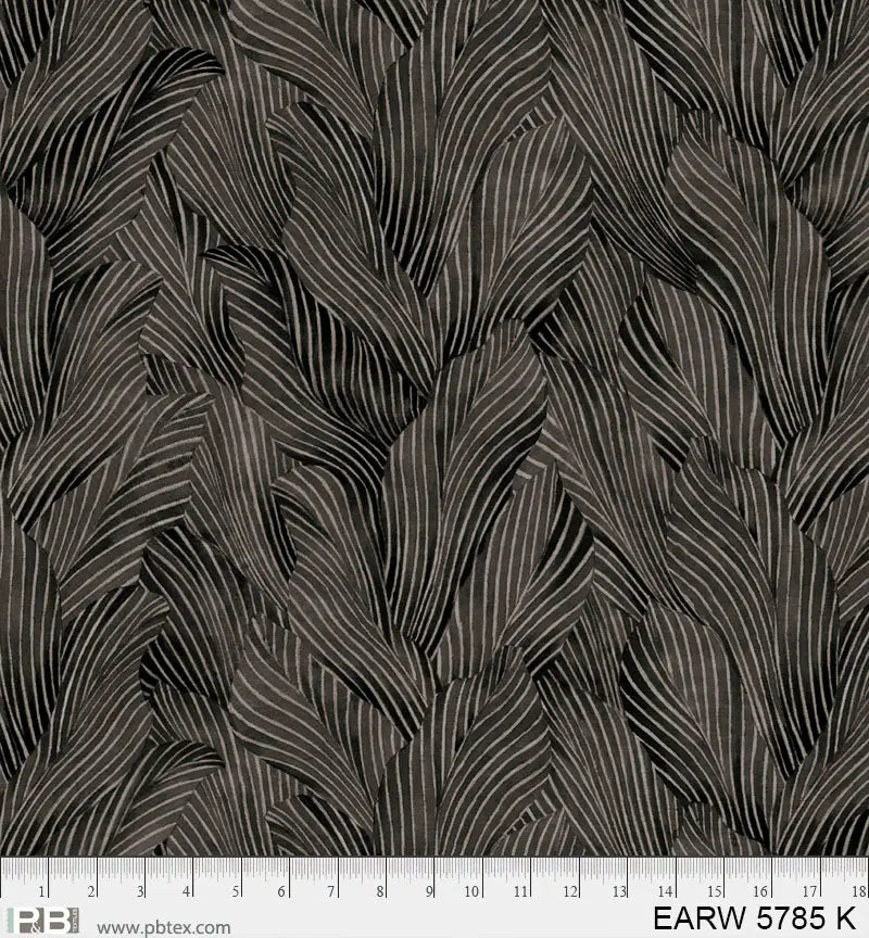Cotton Wideback Fabric 108" Earth Tones Black Leaf