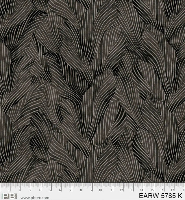 Cotton Wideback Fabric 108" Earth Tones Black Leaf