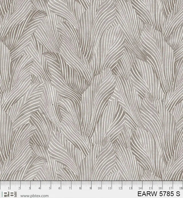 Cotton Wideback Fabric 108" Grey Leaf Earth Tones
