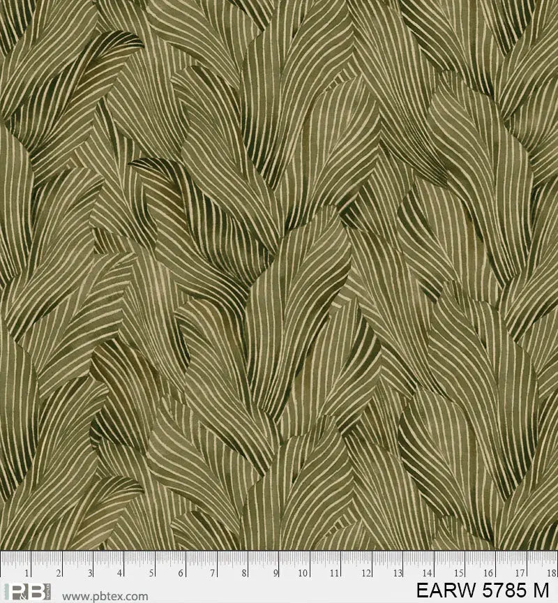 Cotton Wideback Fabric 108" Earth Tones Moss Green Leaf Print