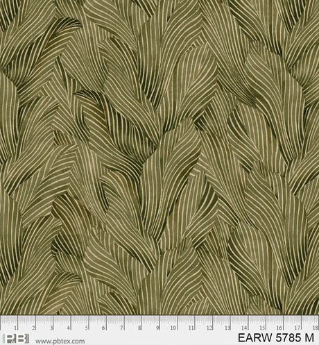 Cotton Wideback Fabric 108" Earth Tones Moss Green Leaf Print