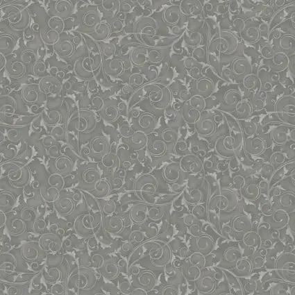 Cotton Wideback Fabric 108" Swirls and Twirls Silver Grey