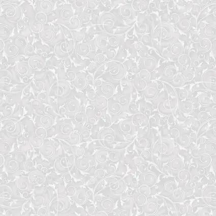 Cotton Wideback Fabric 108" Swirls and Twirls Soft Grey