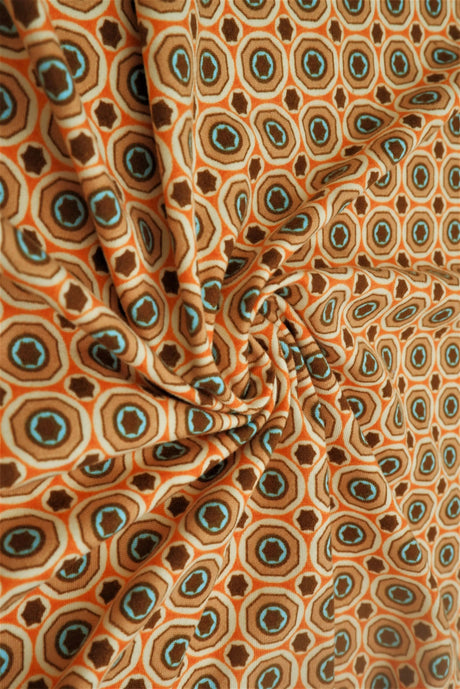 DTY Brushed Geometric Knit Fabric 1 Yard Soft Stretch Lightweight 58/60" Wide