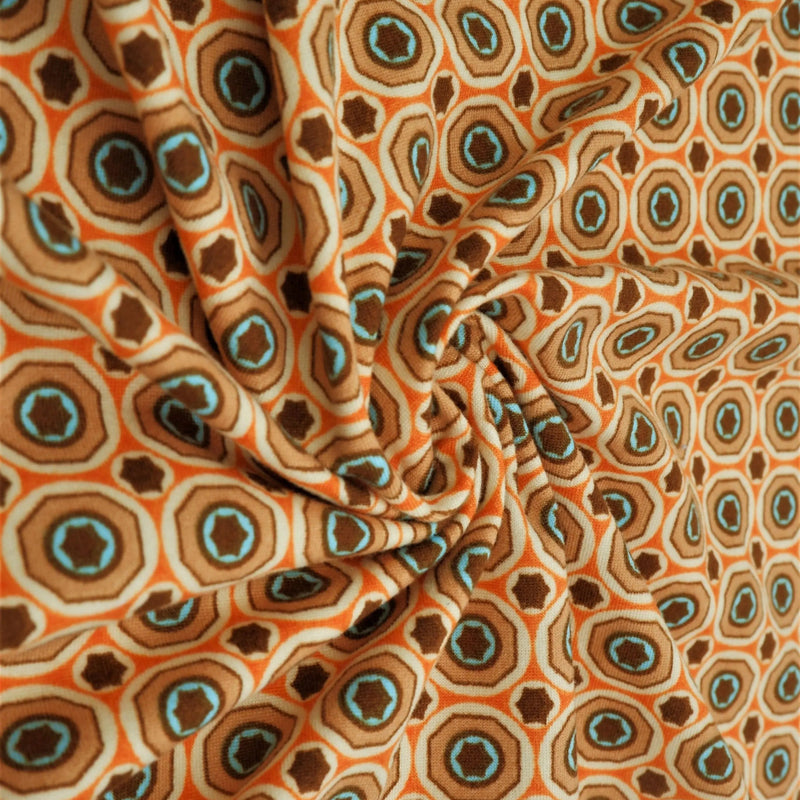 DTY Brushed Geometric Print Fabric, Soft Lightweight Design Stretch Knit, 58/60" Wide