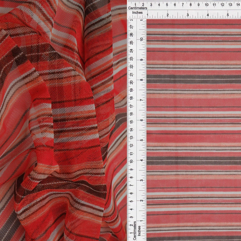 1 Yard Polyester Spandex 80 GSM Mesh Fabric Stripe Print Lightweight Soft Stretch 54" Width