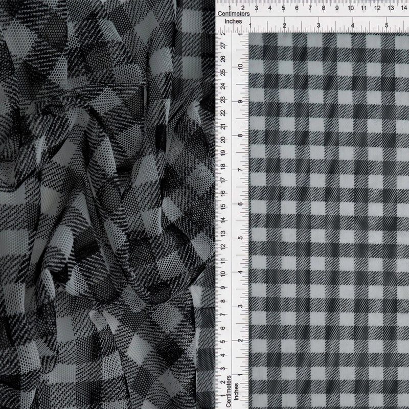 1 Yard Plaid Gingham Mesh Fabric Lightweight Stretch 54 Inch Wide