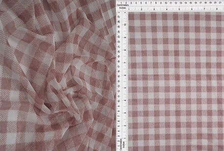 1 Yard Plaid Gingham Mesh Fabric Lightweight Stretch 54 Inches Wide