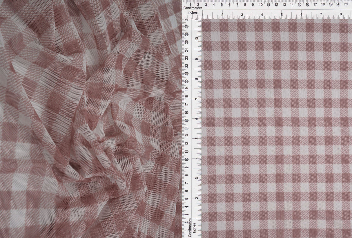 Mesh Plaid Gingham Flocking Print Fabric