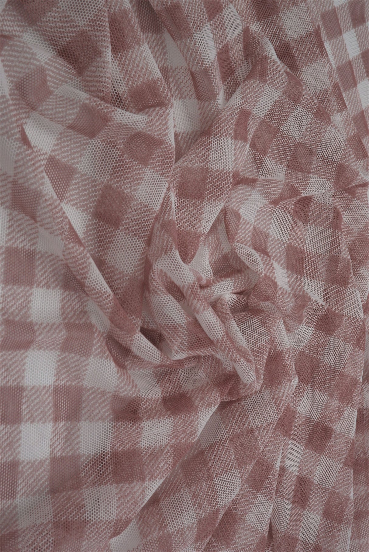 Mesh Plaid Gingham Flocking Print Fabric