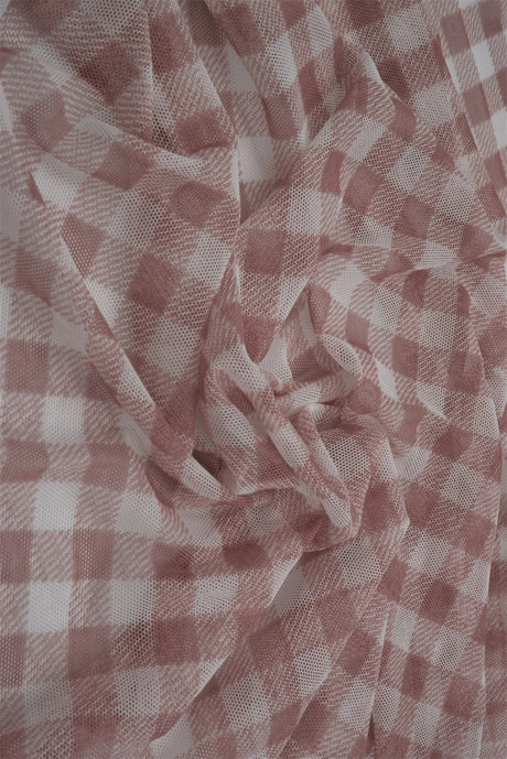 1 Yard Plaid Gingham Mesh Fabric Lightweight Stretch 54 Inch Wide