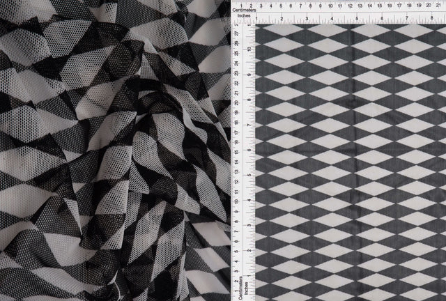 Mesh Retro Geometric Flocking Print Fabric