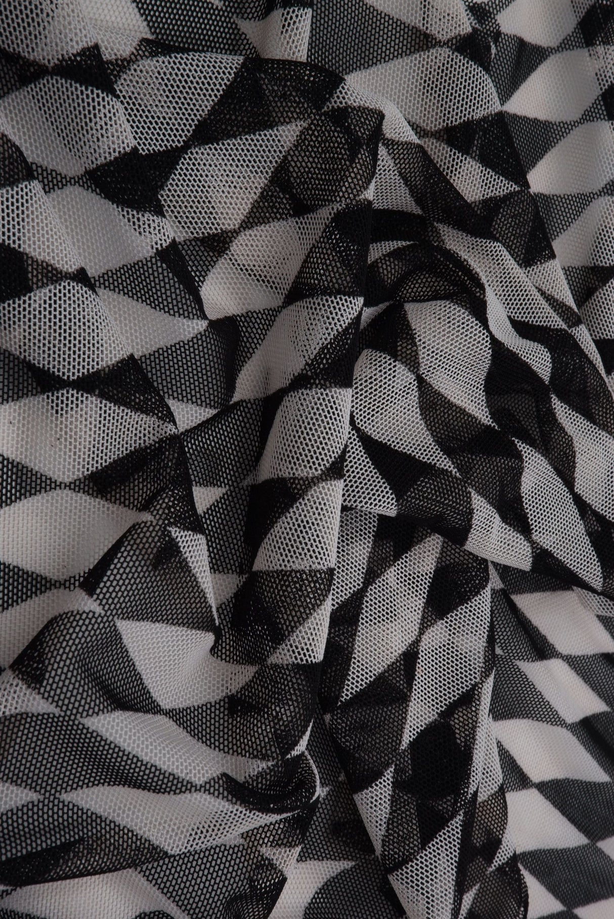 Mesh Retro Geometric Flocking Print Fabric