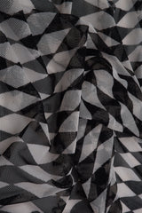 Mesh Retro Geometric Flocking Print Fabric