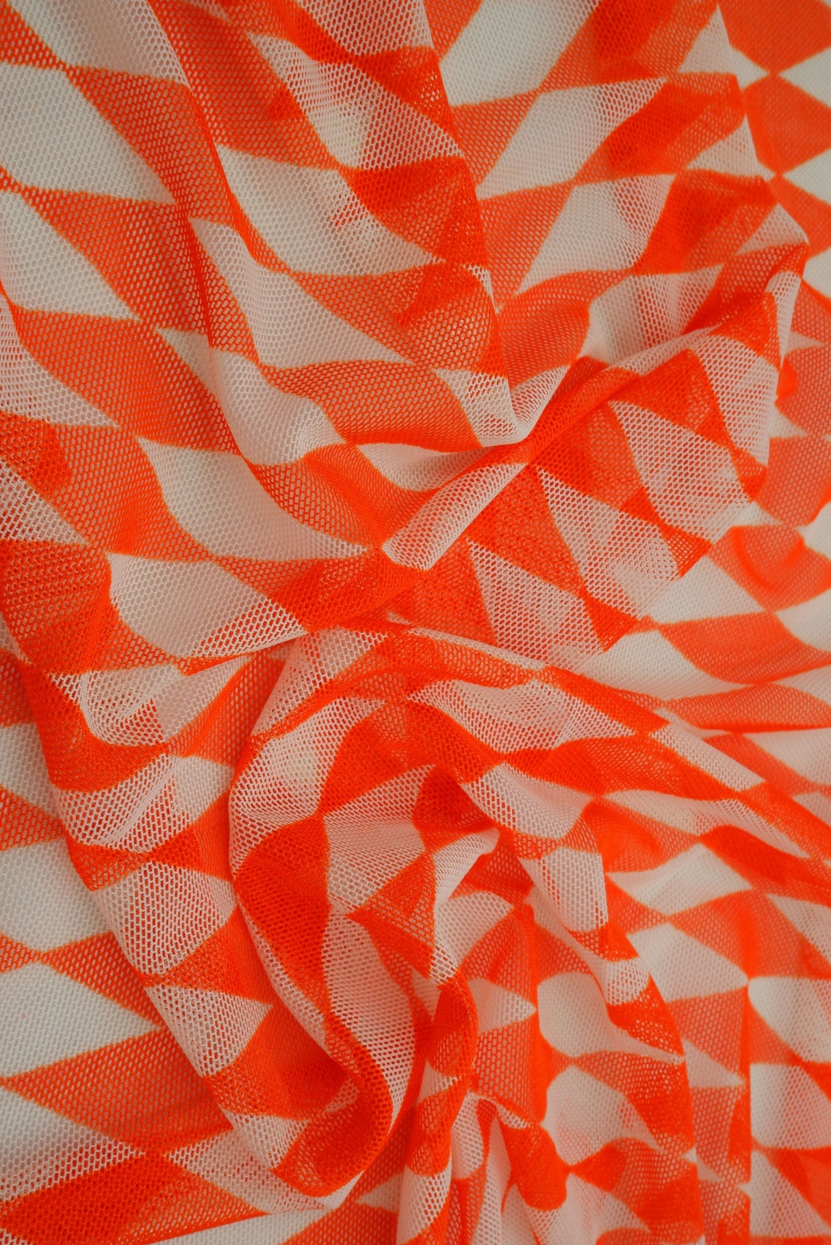 Mesh Retro Geometric Flocking Print Fabric