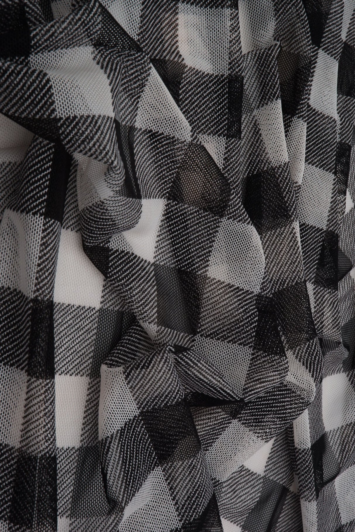 Mesh Flocking Plaid Print Fabric