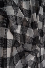 Mesh Flocking Plaid Print Fabric