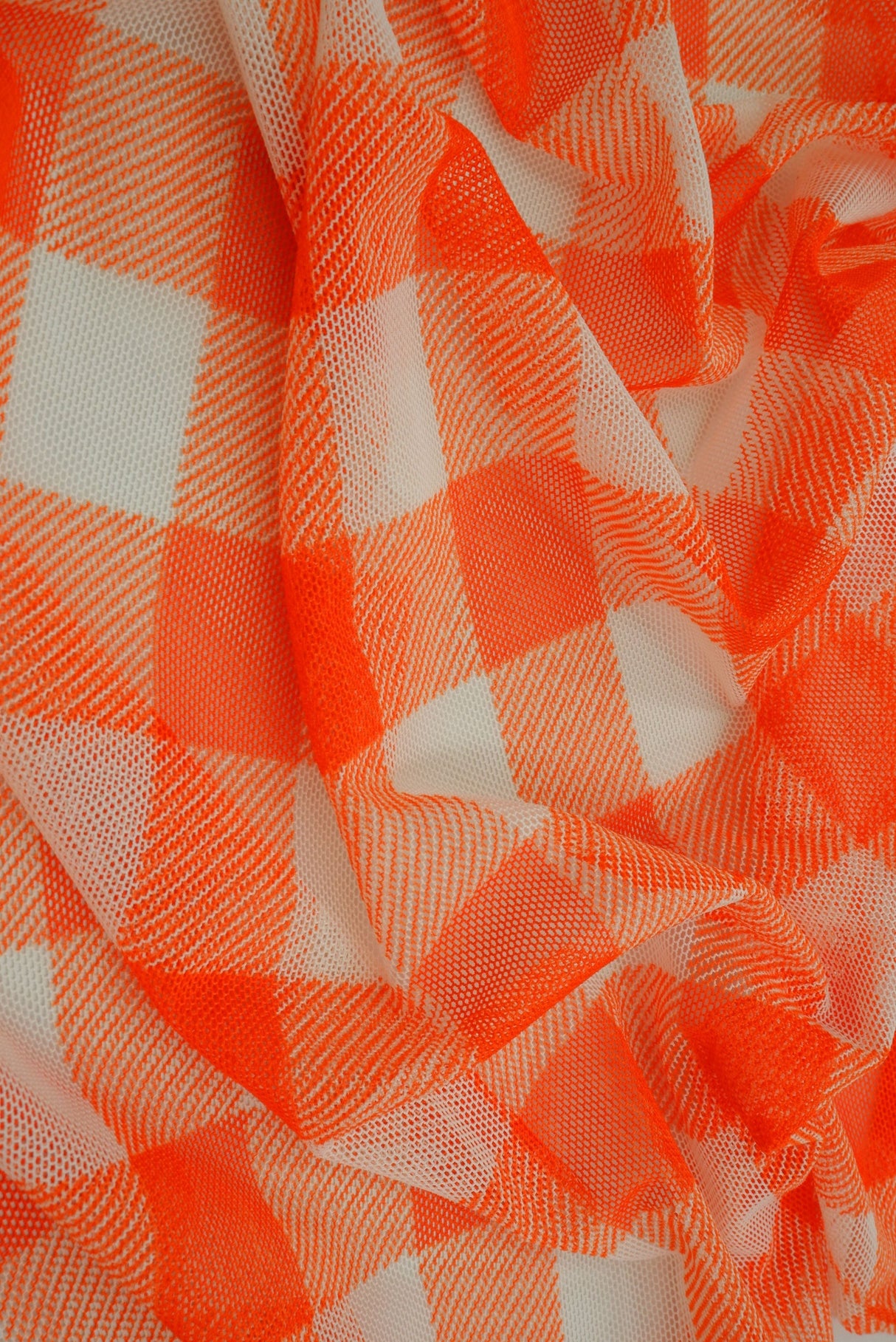 Mesh Flocking Plaid Print Fabric