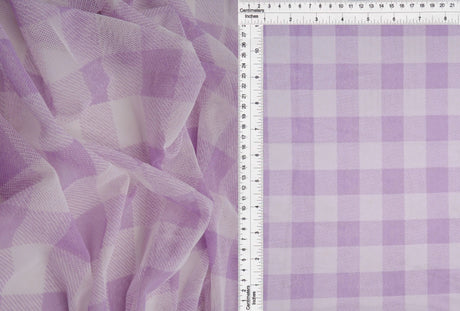 1 Yard Checkered Plaid Mesh Fabric Gingham Print Lightweight Stretch 54 Inches Wide